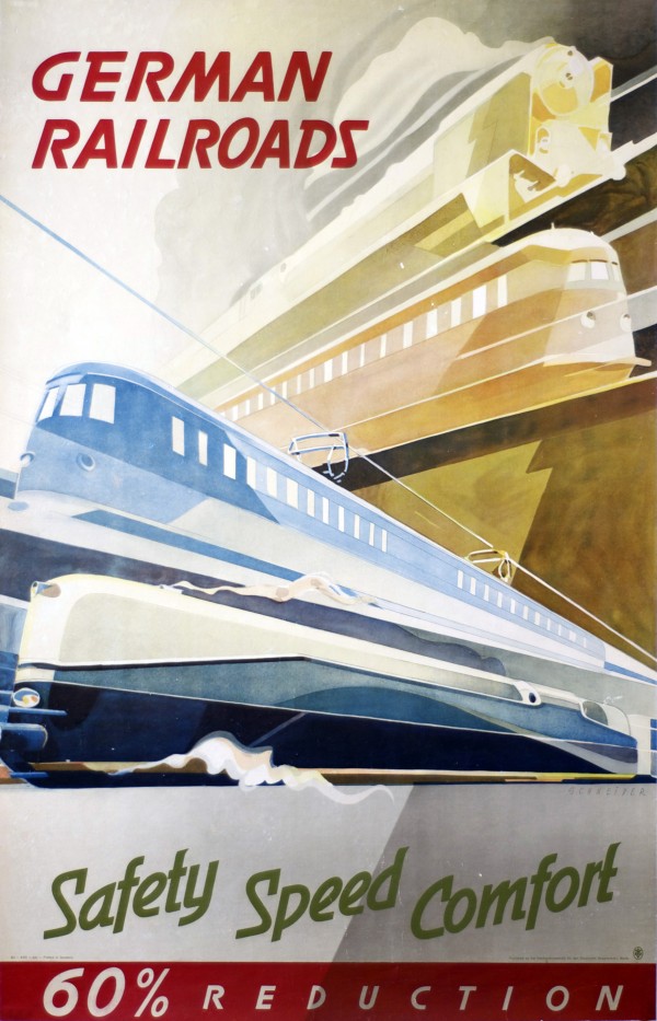 German Railroads vintage poster Print
